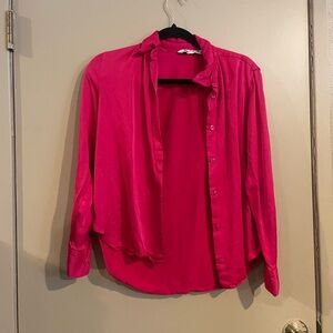 Zara pink satan button up